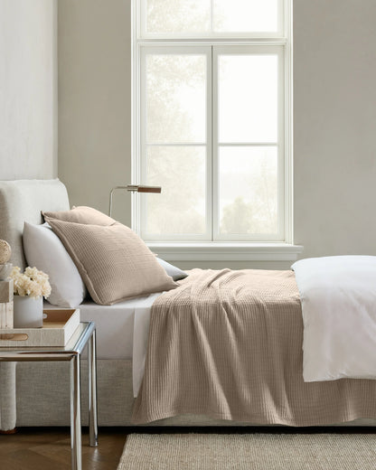 Organic Ribbed Cotton Coverlet - Twin / Toffee