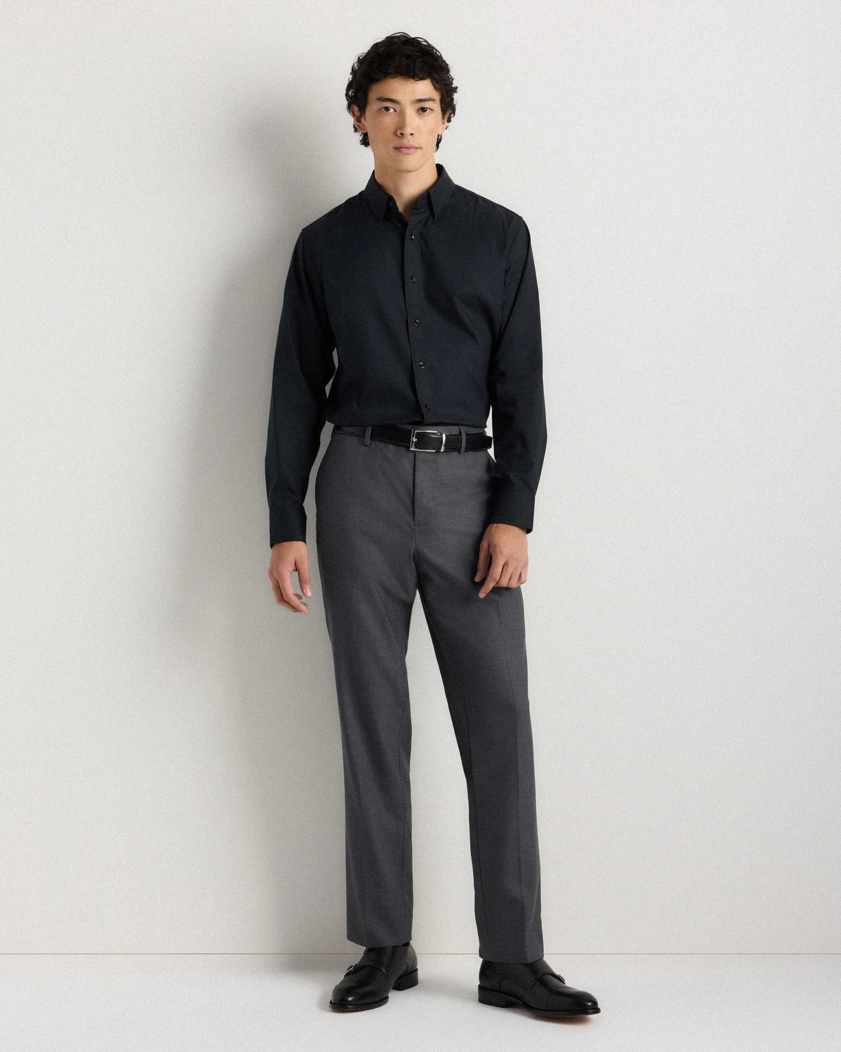 Italian Leather Monk Strap Oxford - 7 / Black