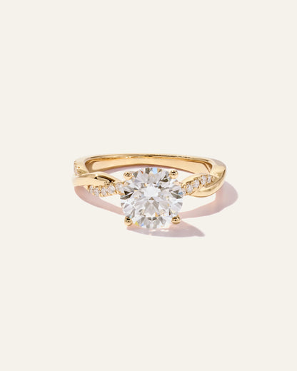 Lab Grown Diamond Round Twisted Engagement Ring - 2ct - 4 / Yellow Gold