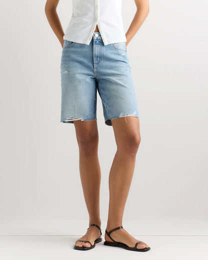 Maya Rigid Bermuda Shorts - 24 / Powder Blue Destruct
