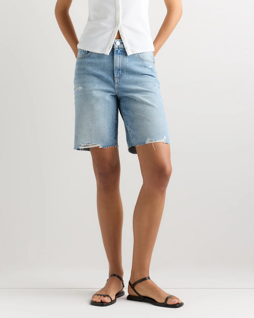 Maya Rigid Bermuda Shorts - 24 / Powder Blue Destruct