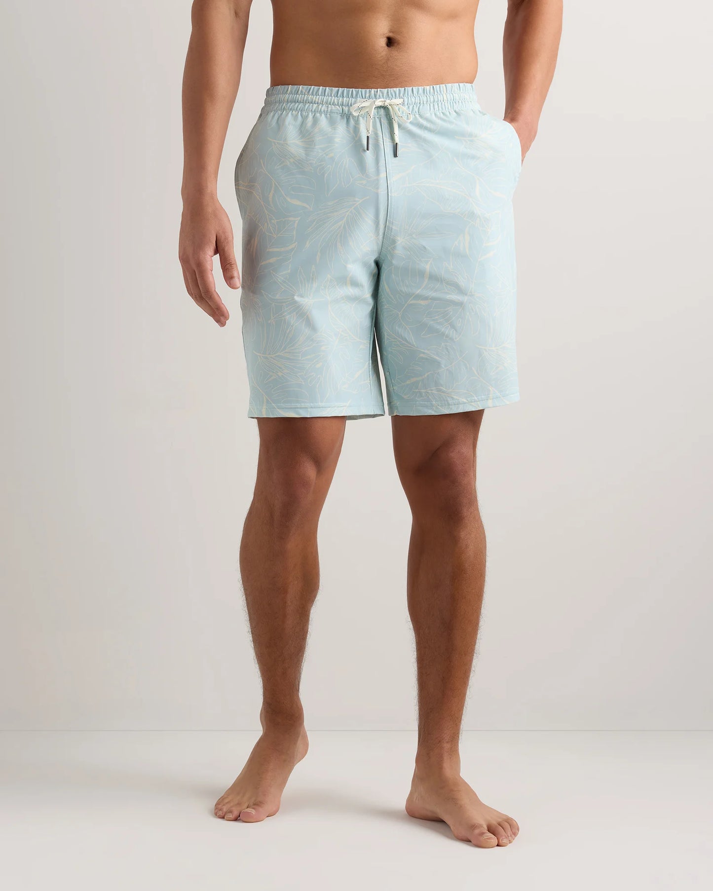 Italian Swim Trunks - 9" - S / Navy Palms