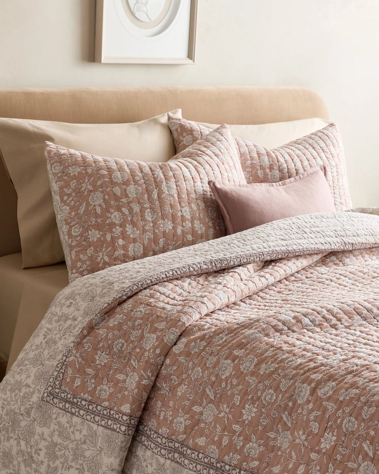 Organic Cotton Block Print Quilt Set - Twin / Green