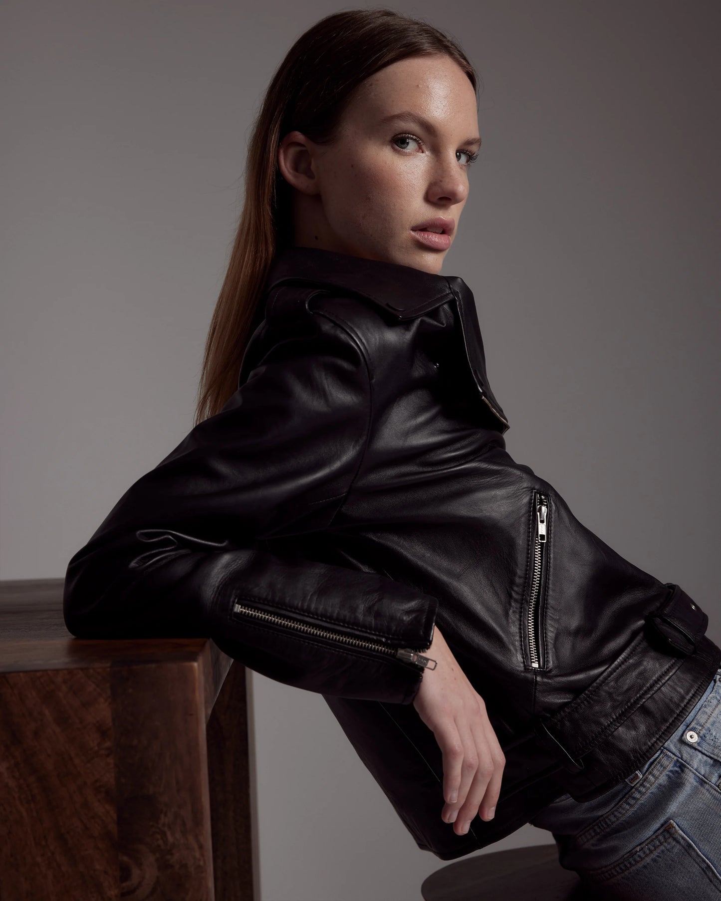 100% Leather Motorcycle Jacket - XS / Cognac