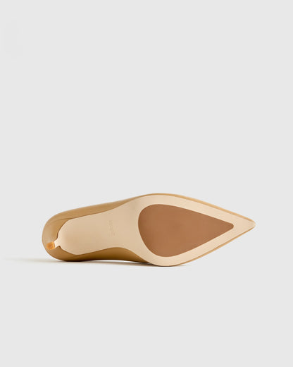 Italian Leather 75mm Pointy Toe Pump - 5 / Cashew