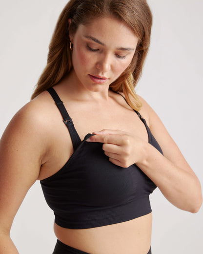 Seamless Low Impact Maternity & Nursing Sports Bra - XS / Navy