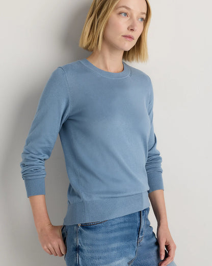 Lightweight Cotton Cashmere Crew Sweater - XS / Mountain Spring Blue