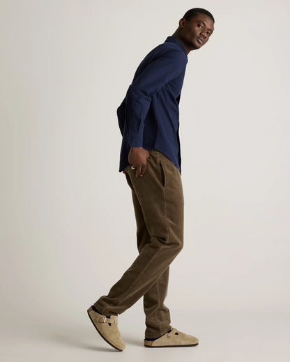 Organic Cotton Stretch Textured Twill Shirt - S / Navy