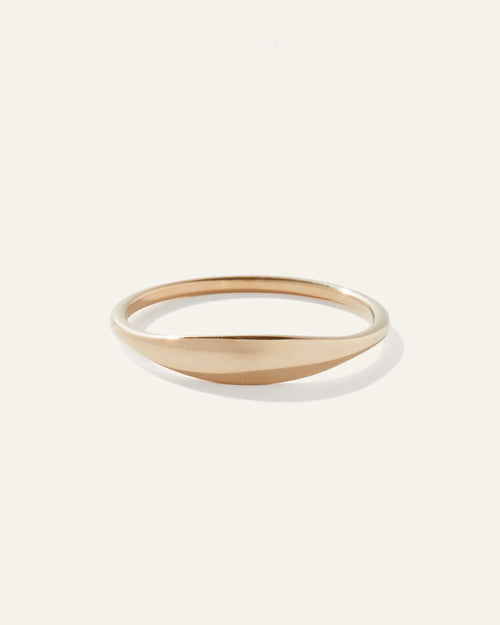14k Gold Slim Signet Ring - 4 / Yellow Gold