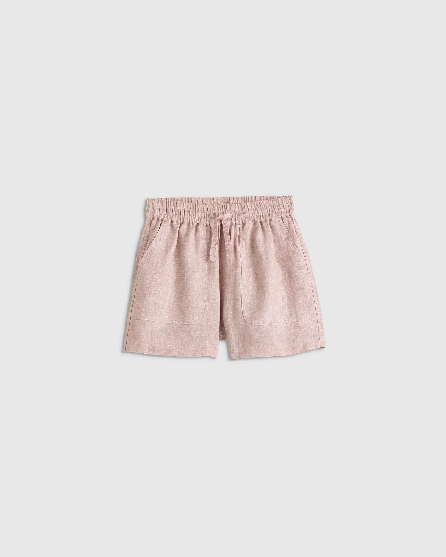 100% European Linen Drawstring Shorts - 6 / Vintage Pink Chambray