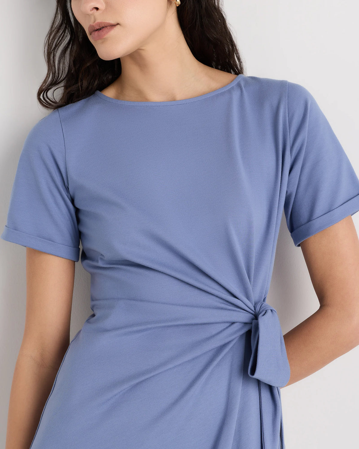 Stretch Cotton Jersey Side Tie Midi Dress - XS / Spiced Orange