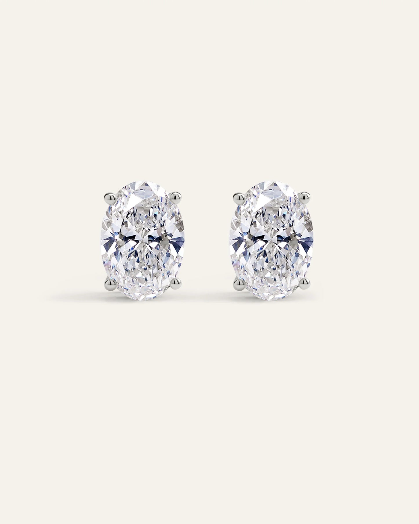 14K Gold Lab Grown Diamond Statement Oval Studs - 8ctw - One Size / Yellow Gold