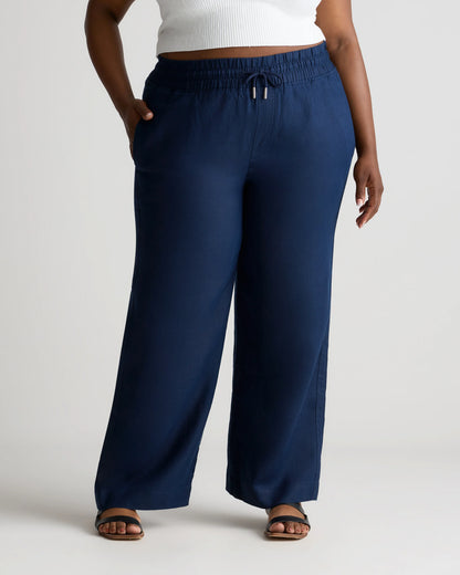 100% European Linen Wide Leg Pants - 1X / Bayberry Olive
