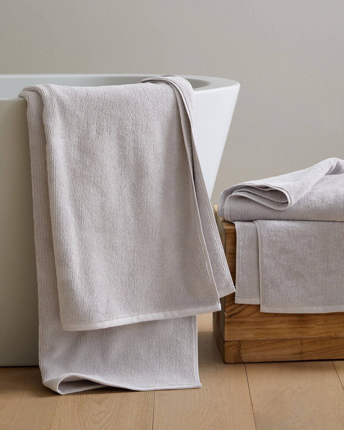 Turkish Ribbed Quick Dry Bath Towel Bundle - One Size / White