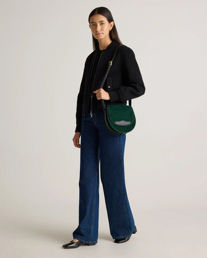 Italian Suede Saddle Bag - One Size / Pebble