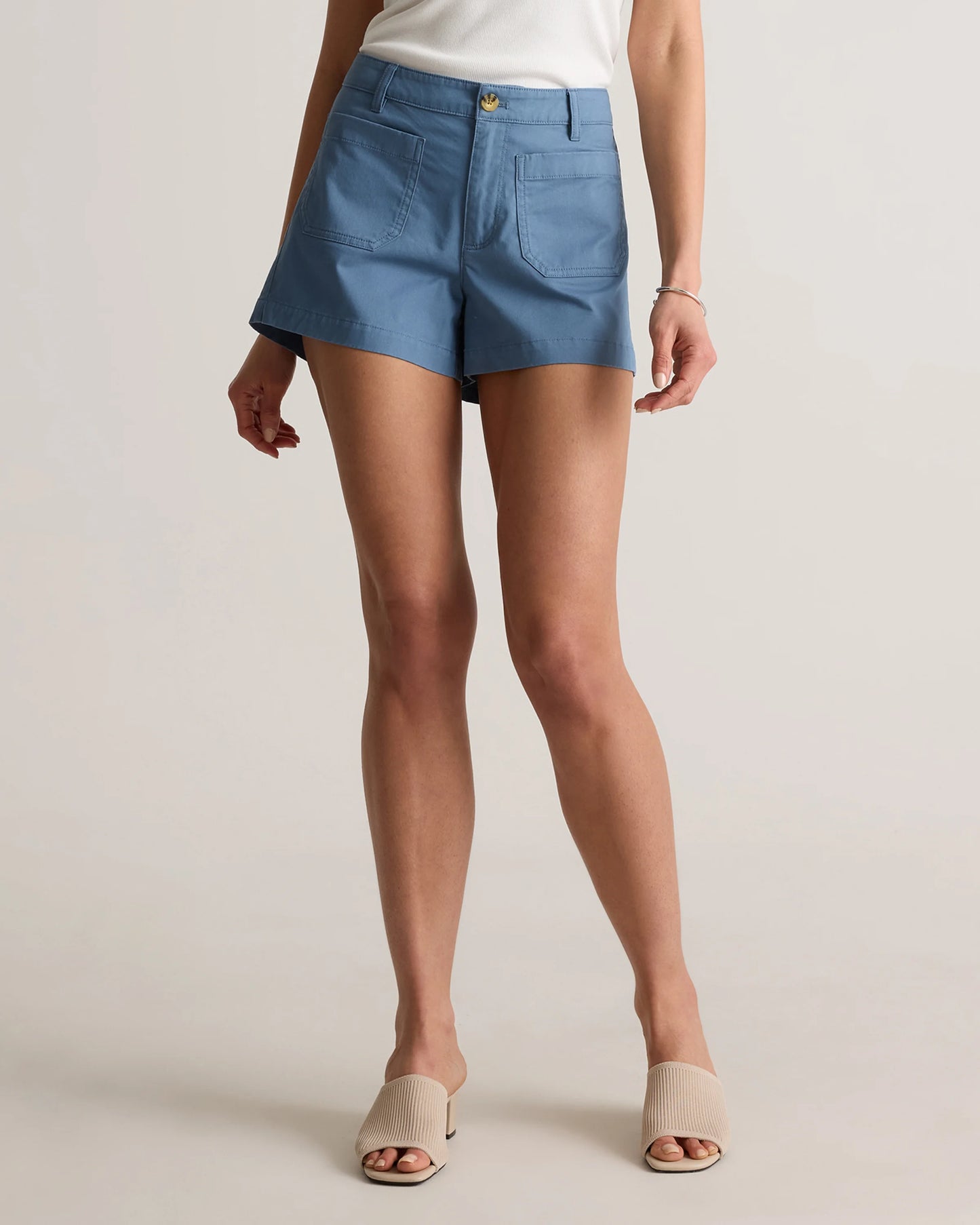 Stretch Cotton Chino Patch Pocket Shorts - 0 / Frost