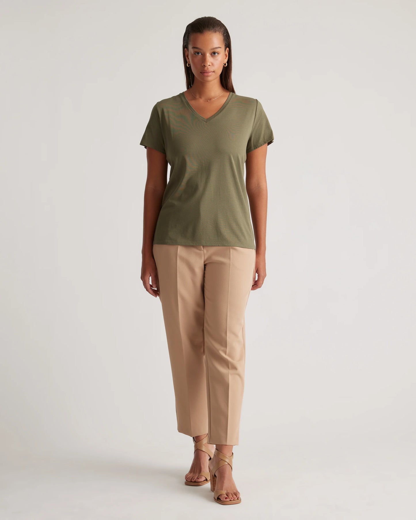 Cotton Modal V-Neck Tee - XS / Navy
