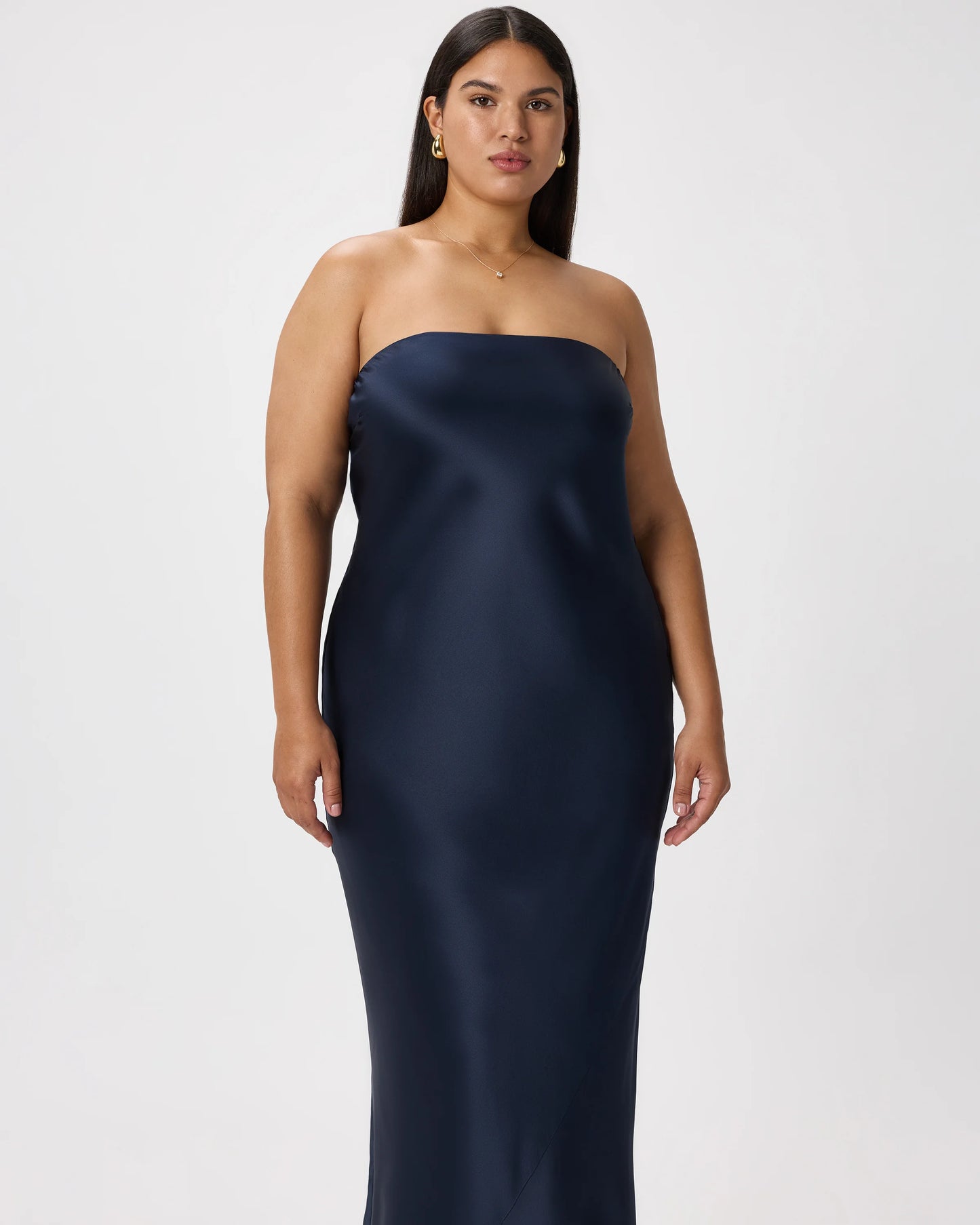 100% Washable Silk Strapless Midi Dress - XS / Hot Fudge