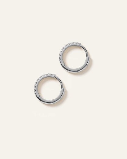 14K Gold Pave Diamond Second Piercing Tiny Huggie - Pair - One Size / Yellow Gold