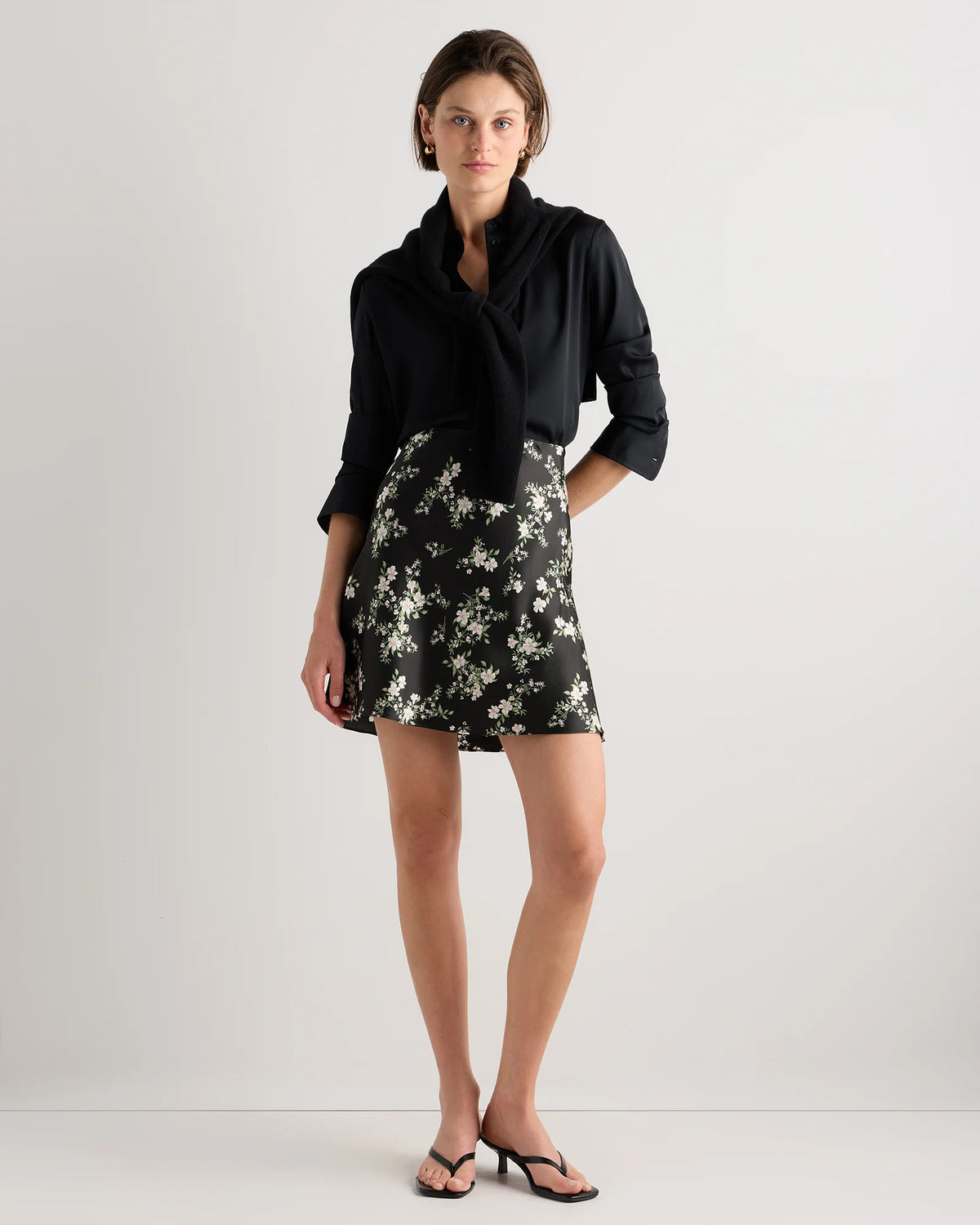 100% Washable Silk Mini Skirt - XS / Champagne