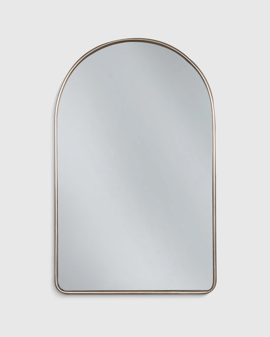 Arched Metal Framed Wall Mirror - One Size / Silver Metal Frame