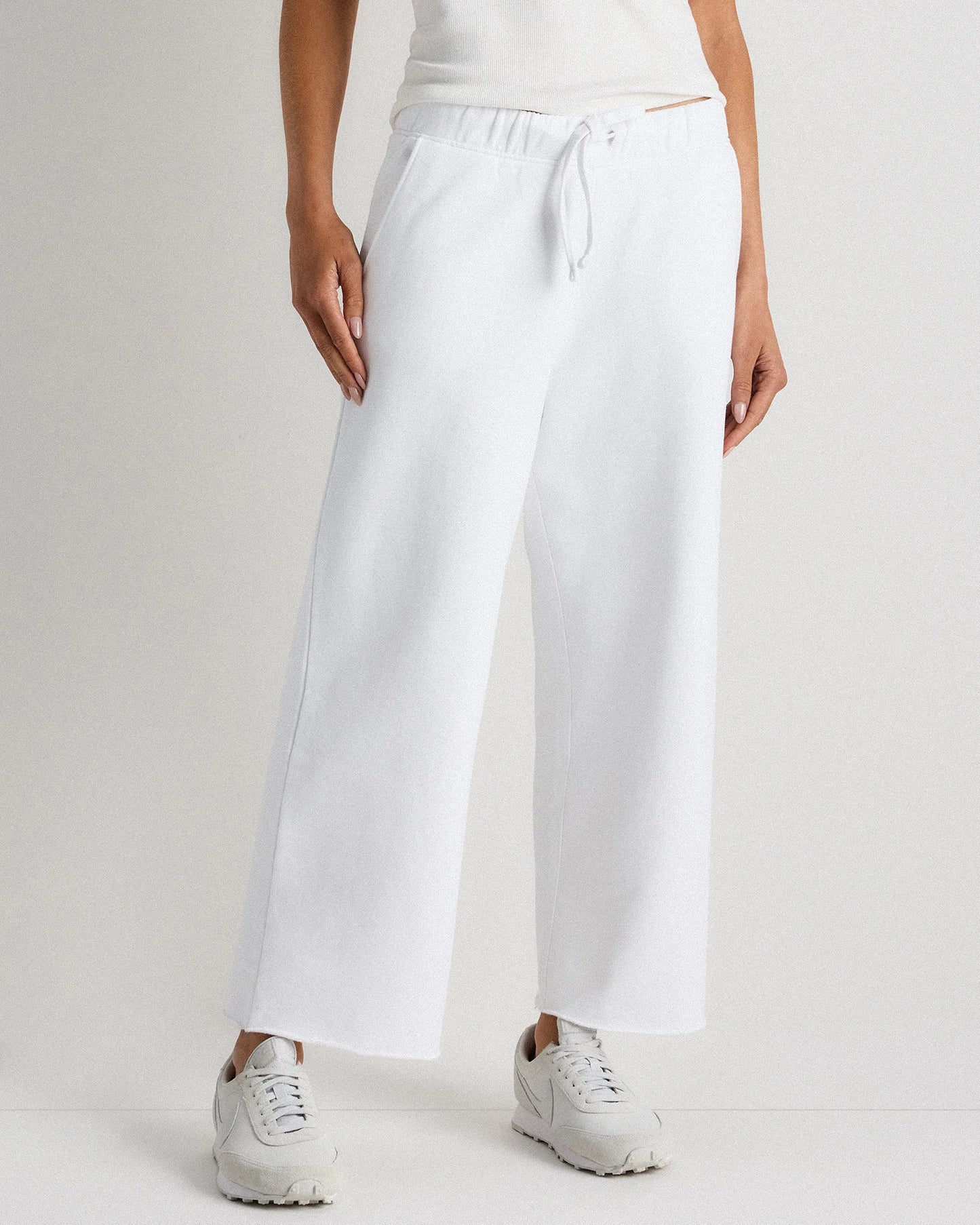 Organic French Terry Cropped Wide Leg Pants - XS / Ruby Red