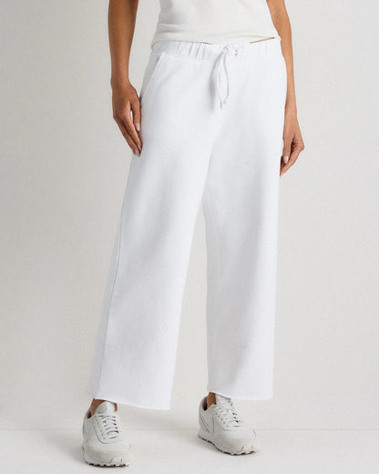 Organic French Terry Cropped Wide Leg Pants - XS / Ruby Red