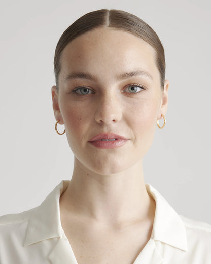 Hammered Nina Medium Hoops - One Size / Gold Vermeil