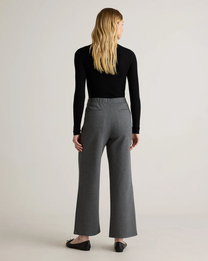 Organic Cotton Double Knit Wide Leg Pants - XS / Bold Black