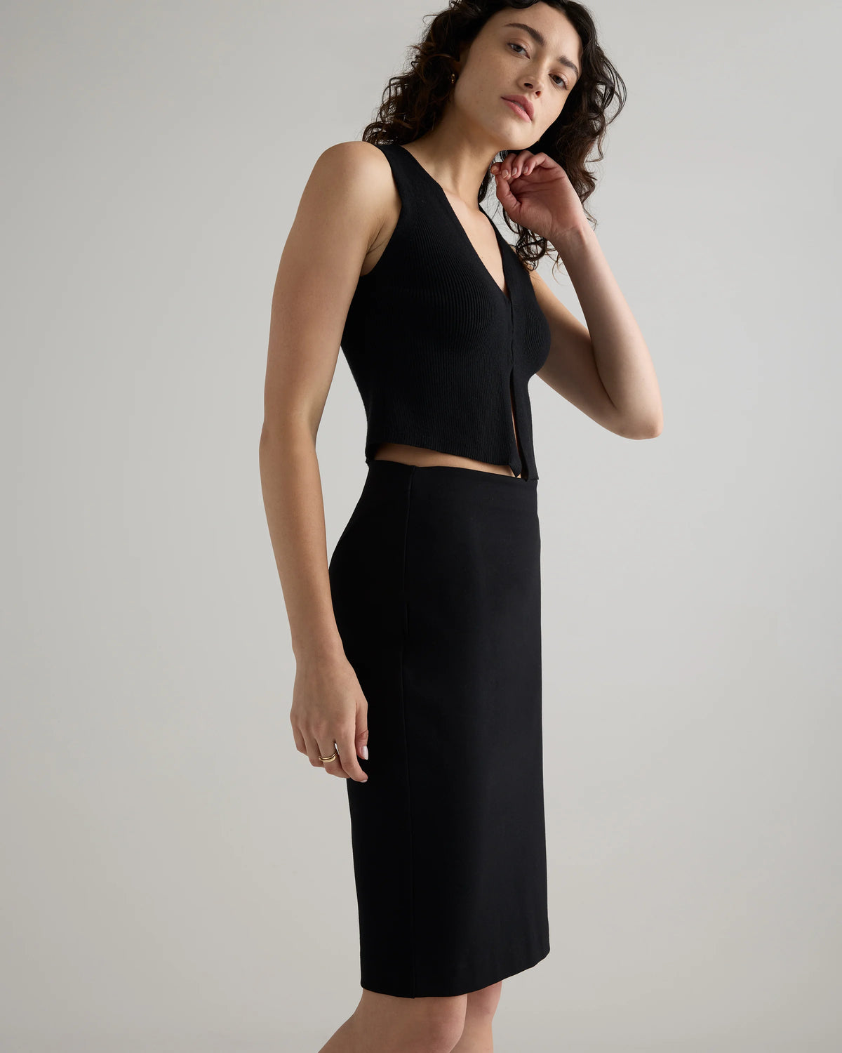Ultra-Stretch Ponte Pencil Skirt - XS / Charcoal