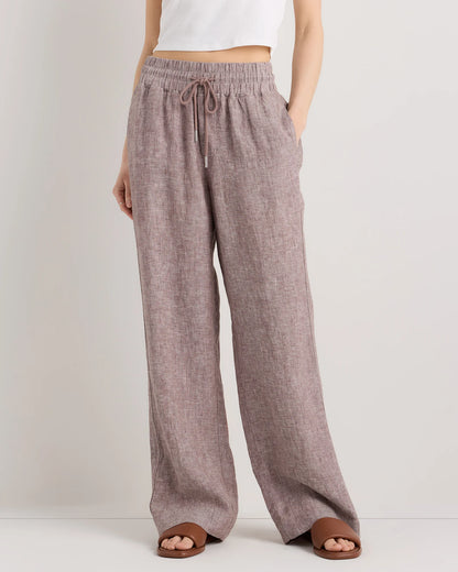 100% European Linen Wide Leg Pants - XS / Flax