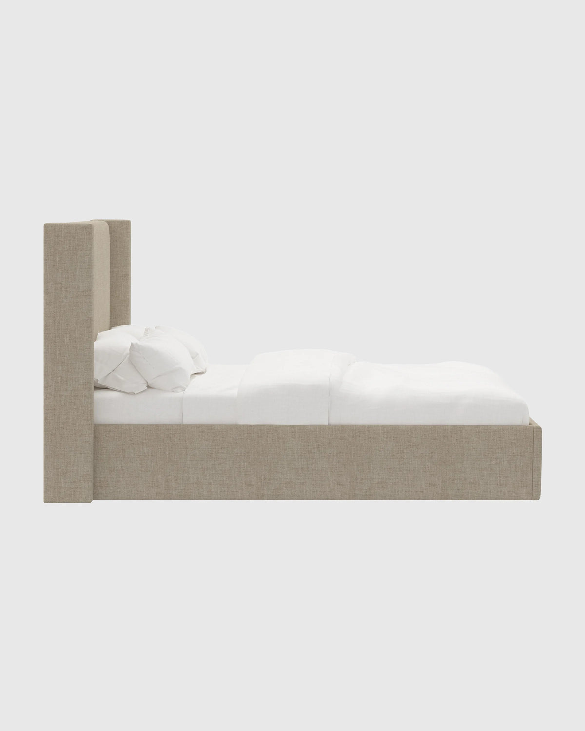 100% Linen Wingback Bed - Full / Canvas