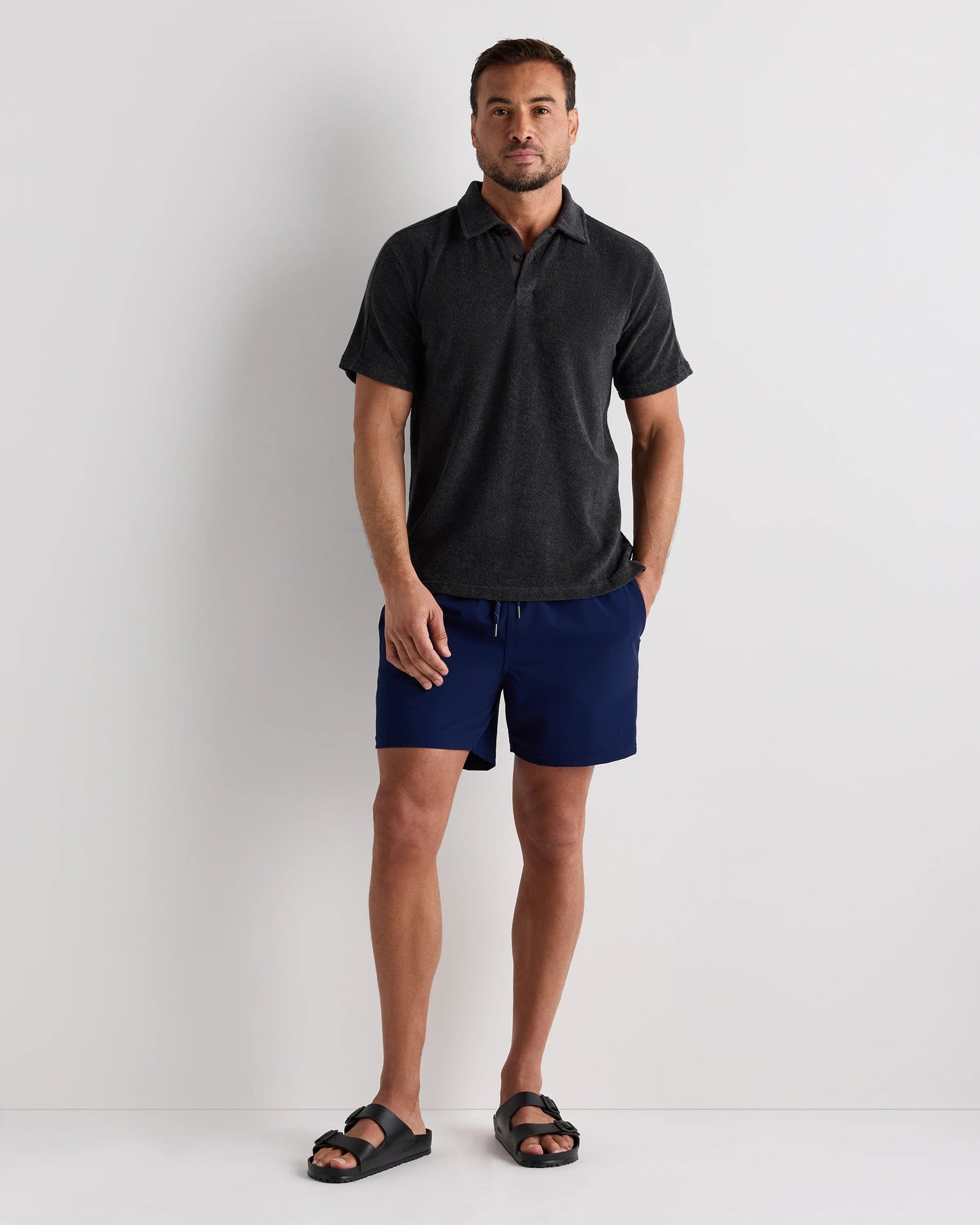 100% Organic Cotton Terry Towel Polo - S / Charcoal