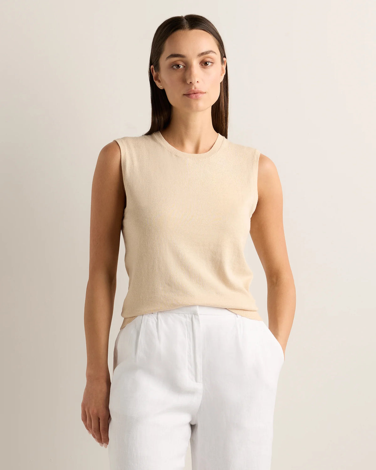 Lightweight Cotton Cashmere Sweater Tank - XS / Black