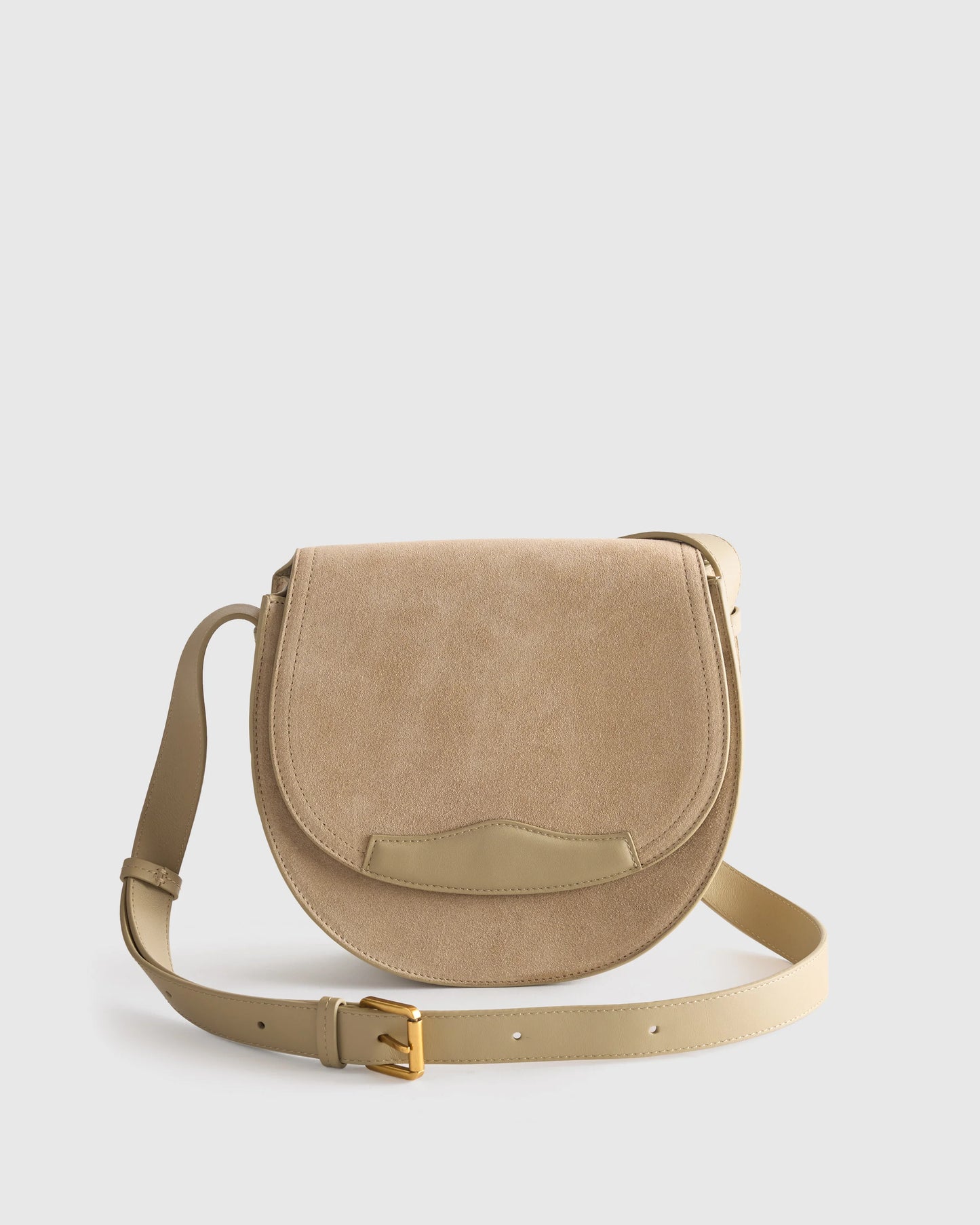 Italian Suede Saddle Bag - One Size / Pebble