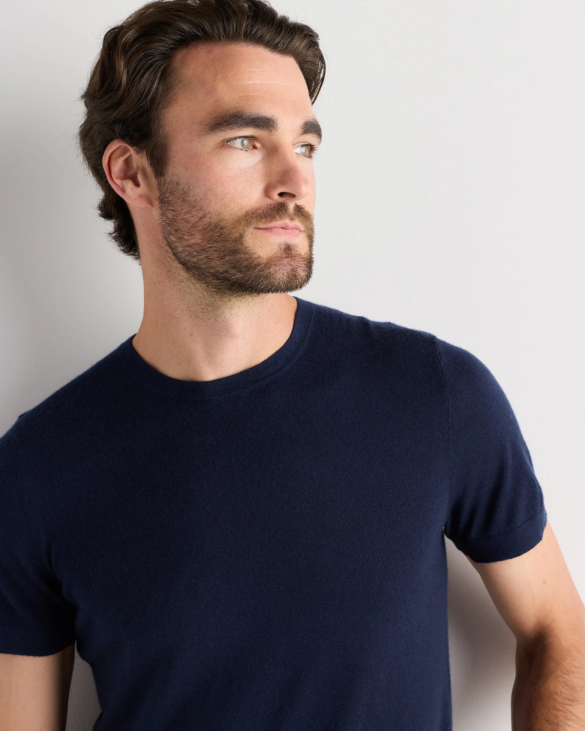 100% Superfine Mongolian Cashmere Tee - S / True Navy