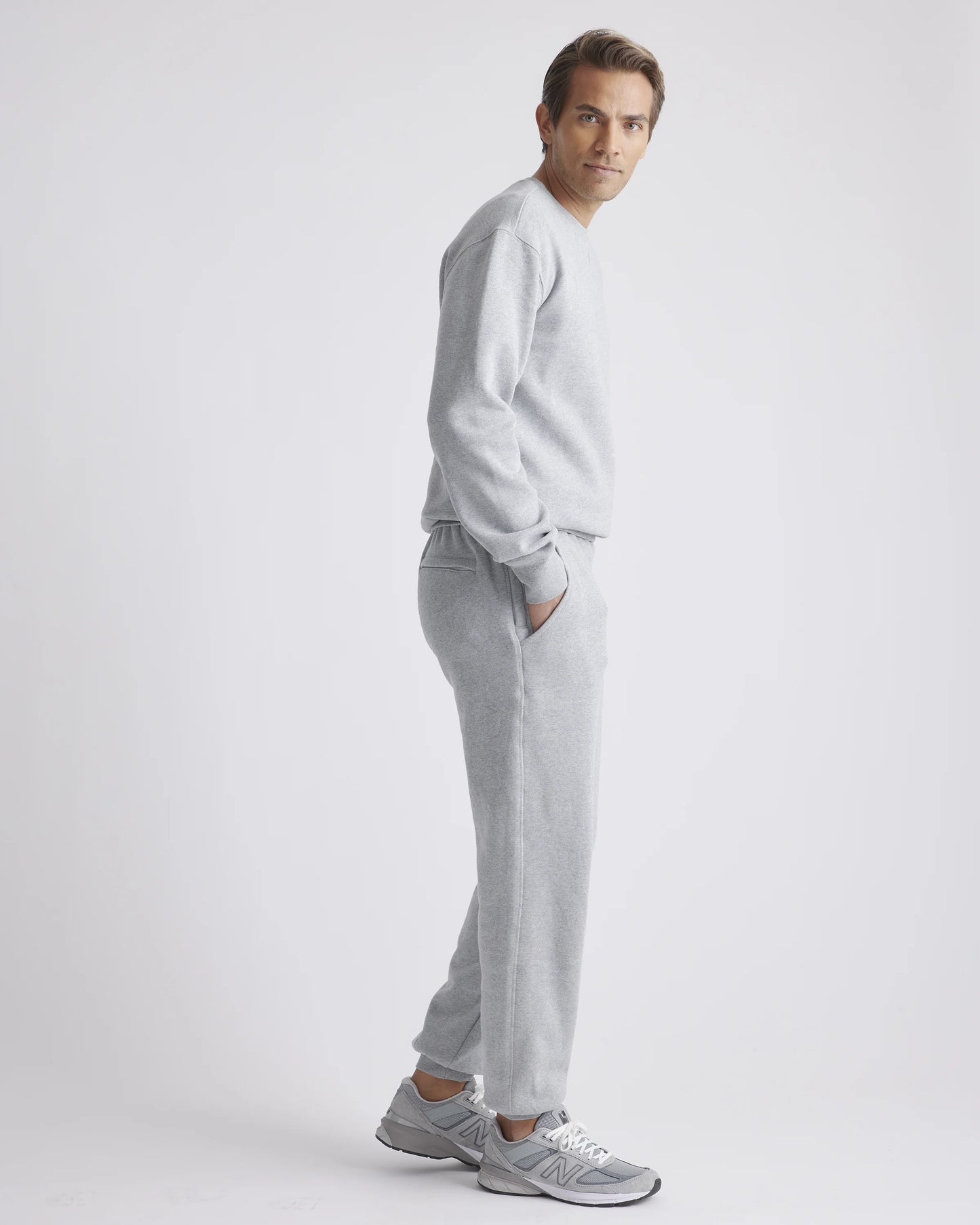 Organic Heavyweight Fleece Crew - S / Heather Grey