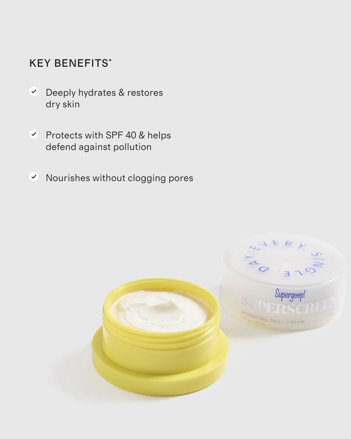 Superscreen Hydrating Daily Cream SPF 40 by Supergoop! - One Size / No Color