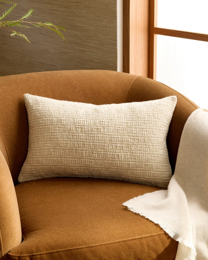 Wool Linen Textured Pillow Cover (Set of 2) - 12x20 / Ivory