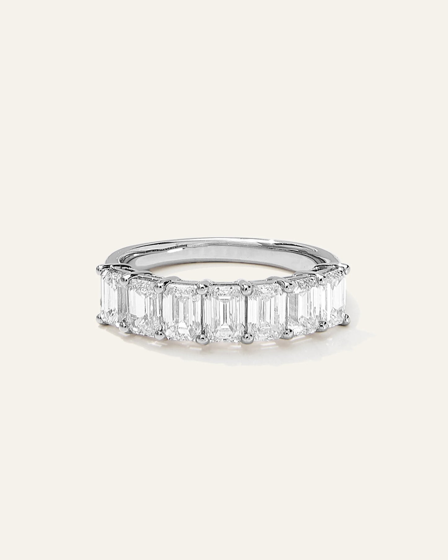 Lab Grown Diamond Emerald Seven Stone Band - 4 / Yellow Gold