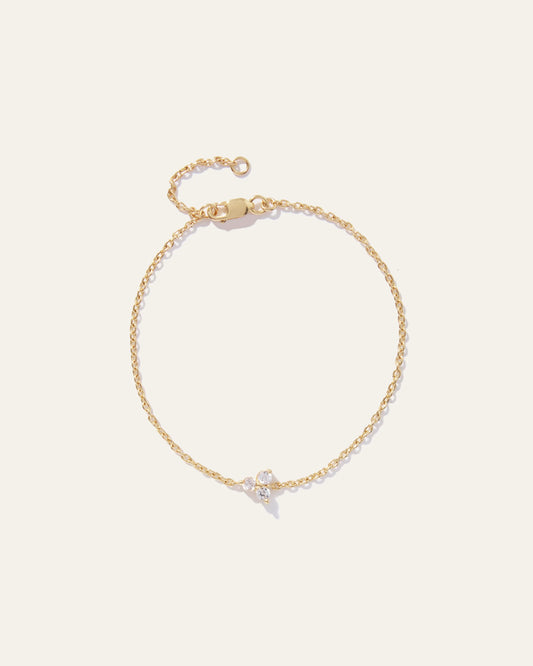 White Sapphire Triad Bracelet - One Size / Gold Vermeil