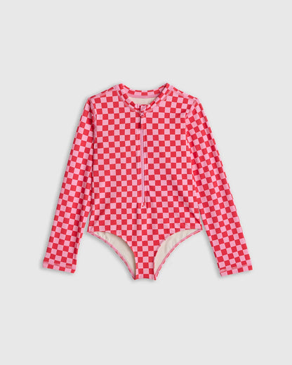 Long Sleeve Zip-Up Swimsuit - 6 / Happy Floral