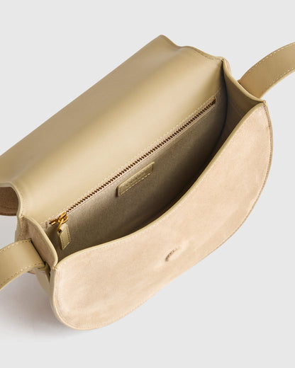 Italian Suede Saddle Bag - One Size / Pebble