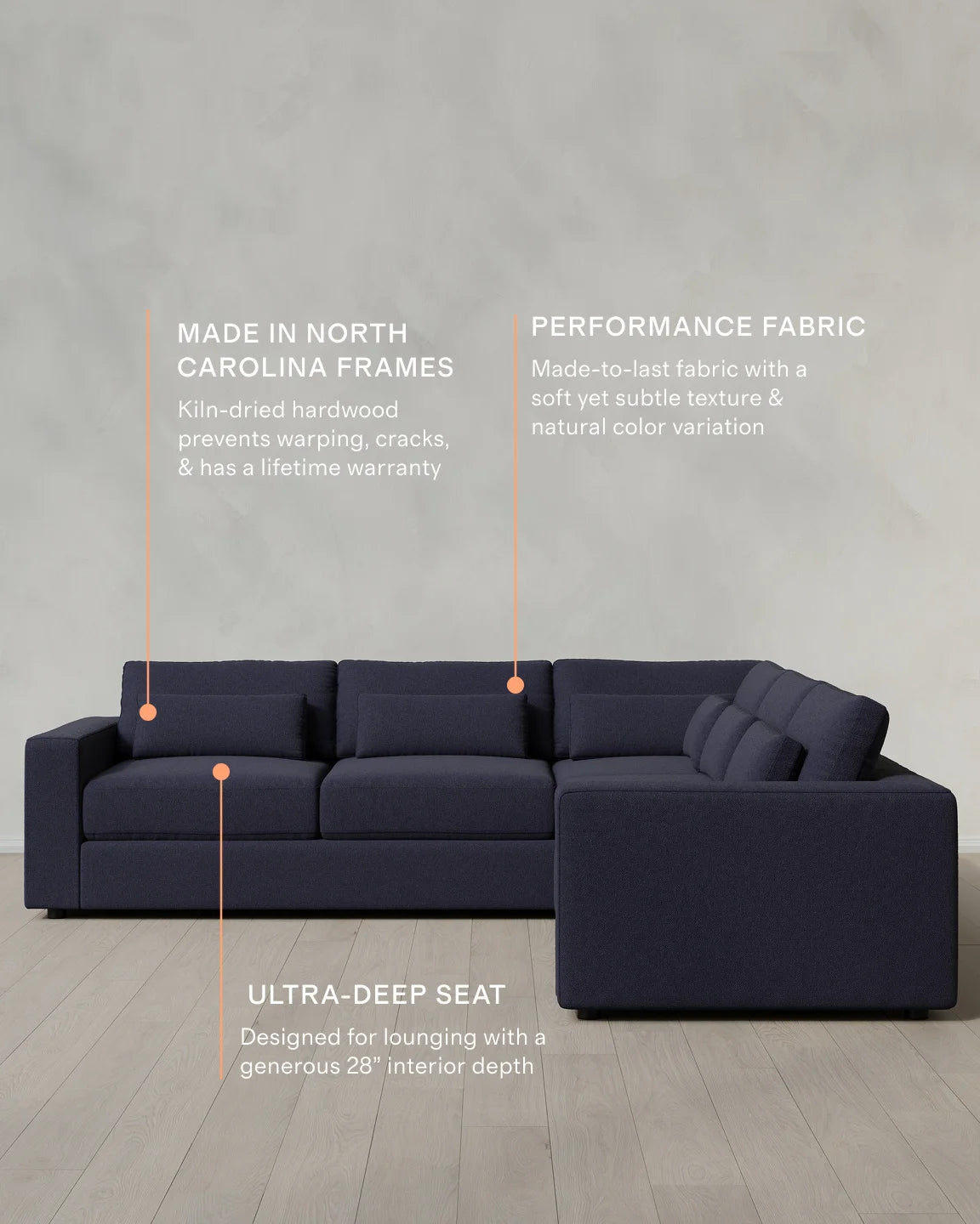 Ashford Deep Seat L Sectional in Performance Basketweave - 119x119 / Fog