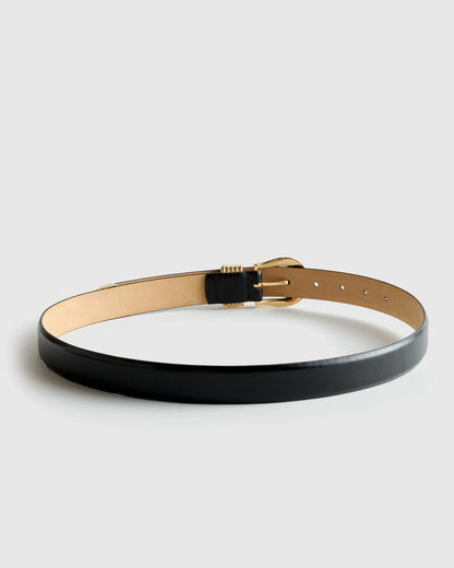 Daphne European Leather Multi Keeper Belt - XS / Black/Gold