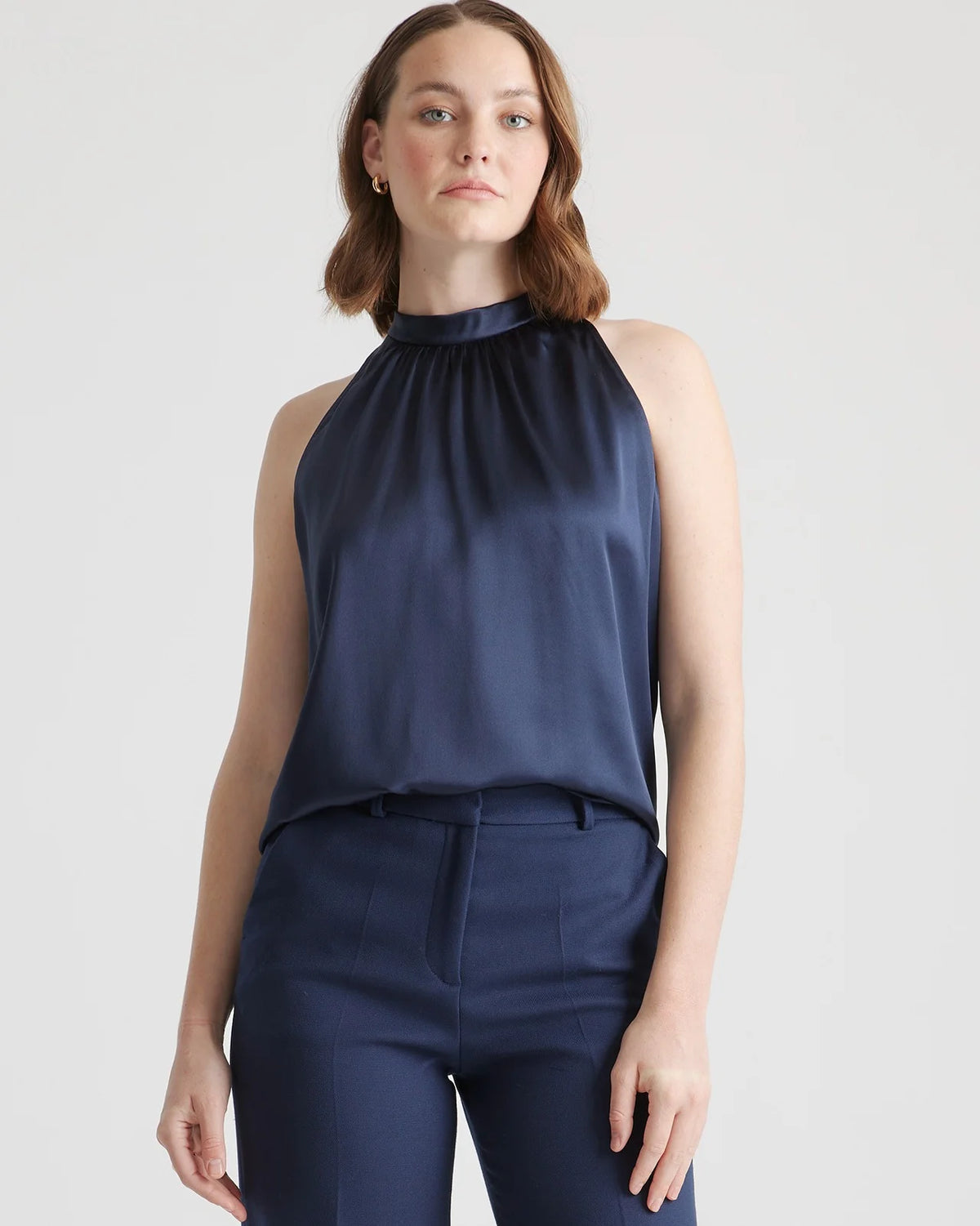 100% Washable Silk Halter Top - XS / Moonstone Blue
