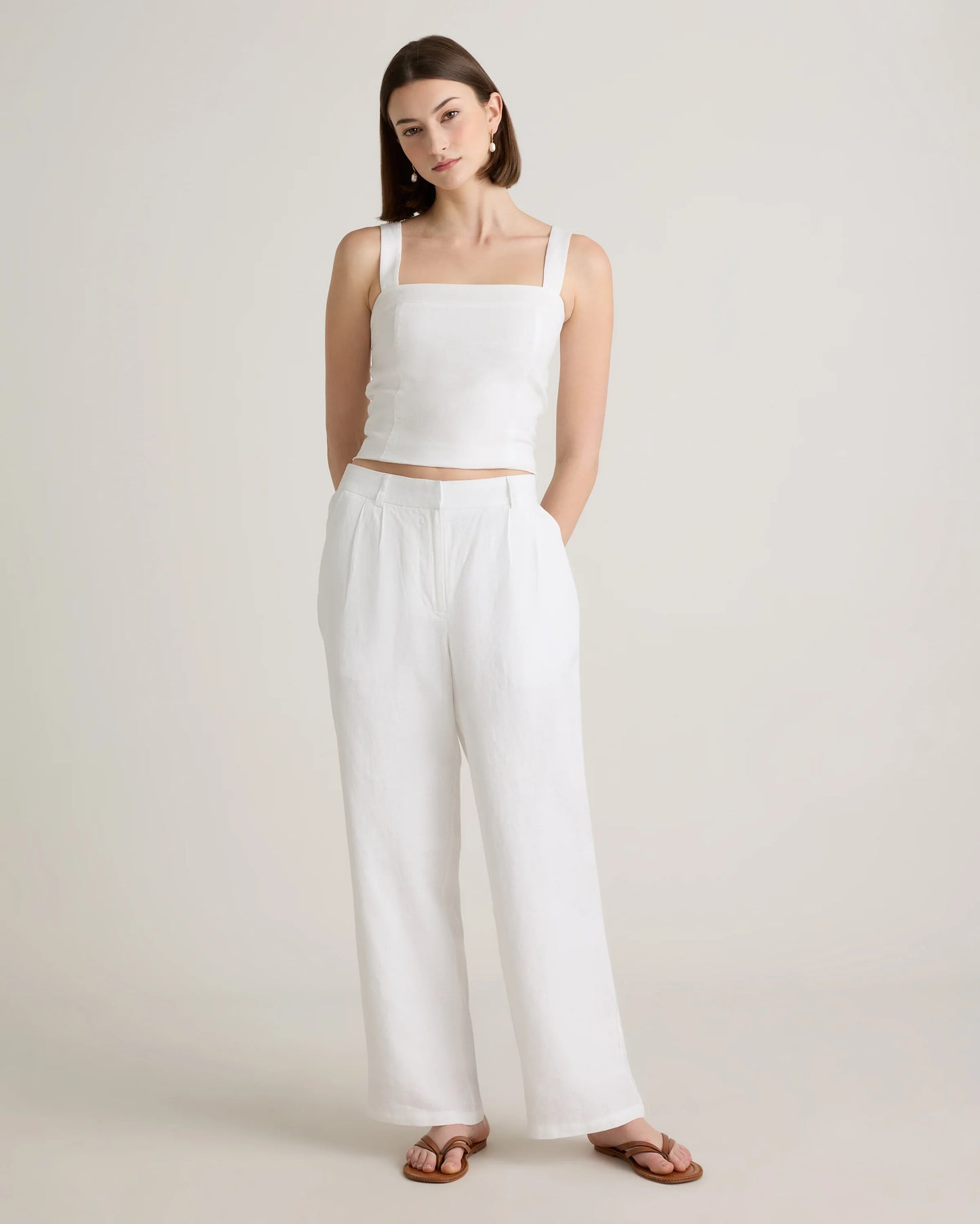 100% European Linen Pleated Trouser - 6 / Deep Navy