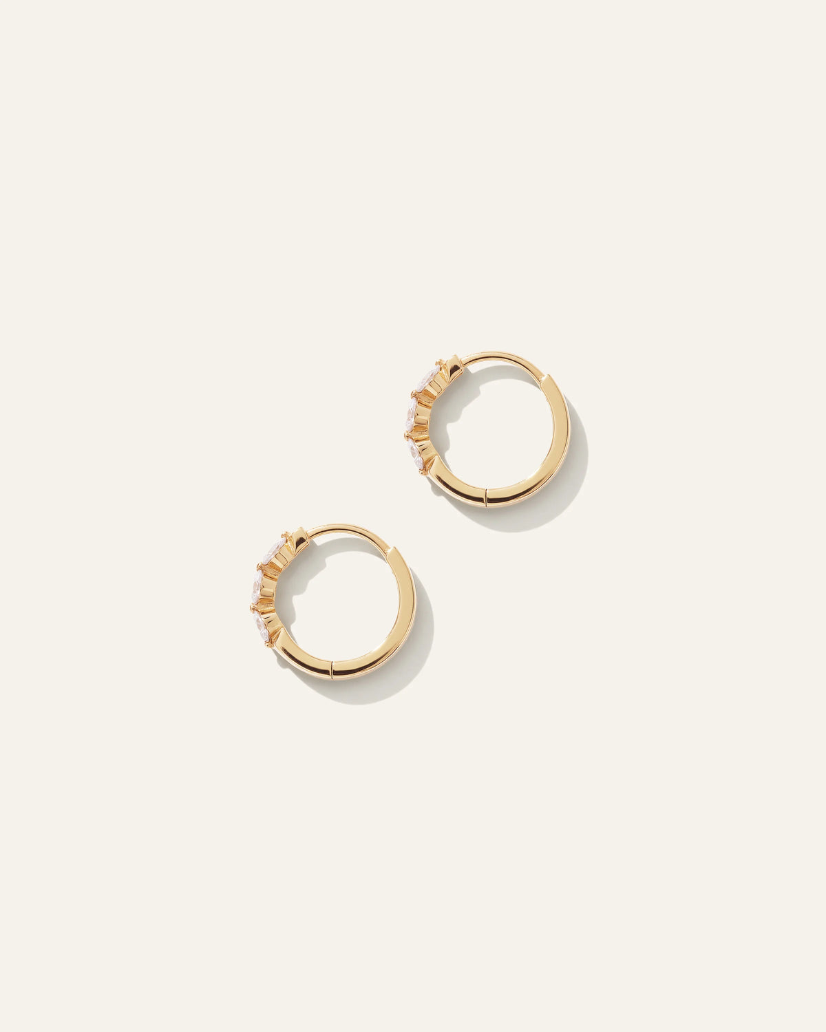 14K Gold Lab Grown Diamond Shared Prong Huggie - One Size / Yellow Gold
