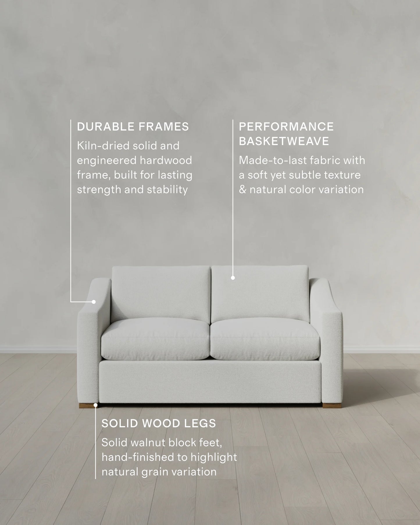 Hollis Slope Arm Sofa in Performance Basketweave - 72" / Flax