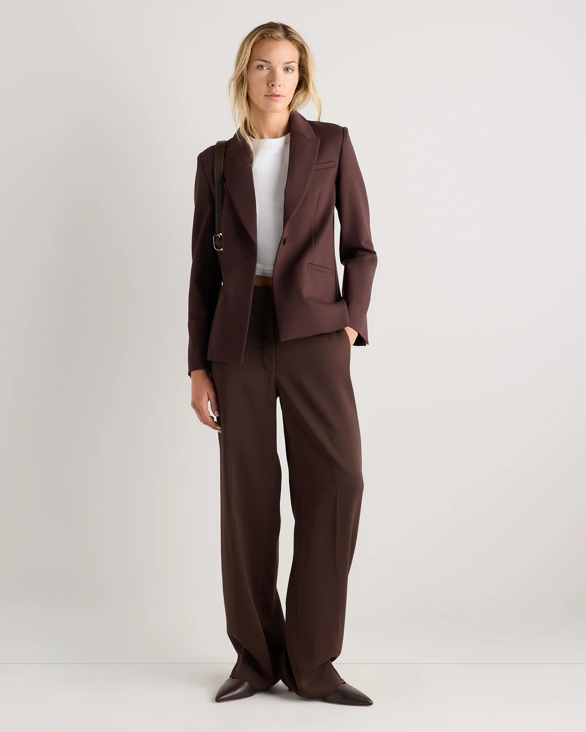 Ultra-Stretch Ponte Single-Breasted Blazer - XS / Espresso